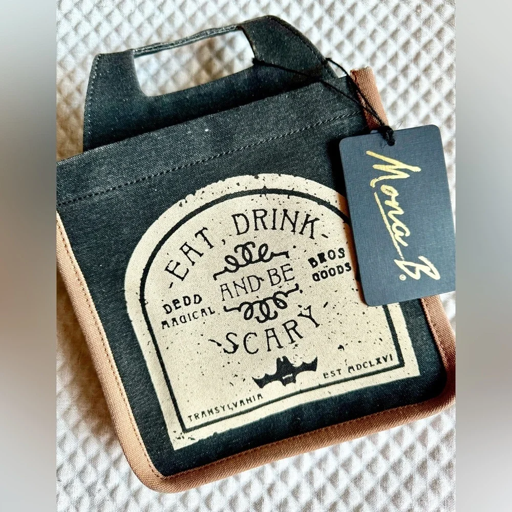 New Mona B Halloween Eat Drink & Be Scary Drink Beverage Holder Bag Tote